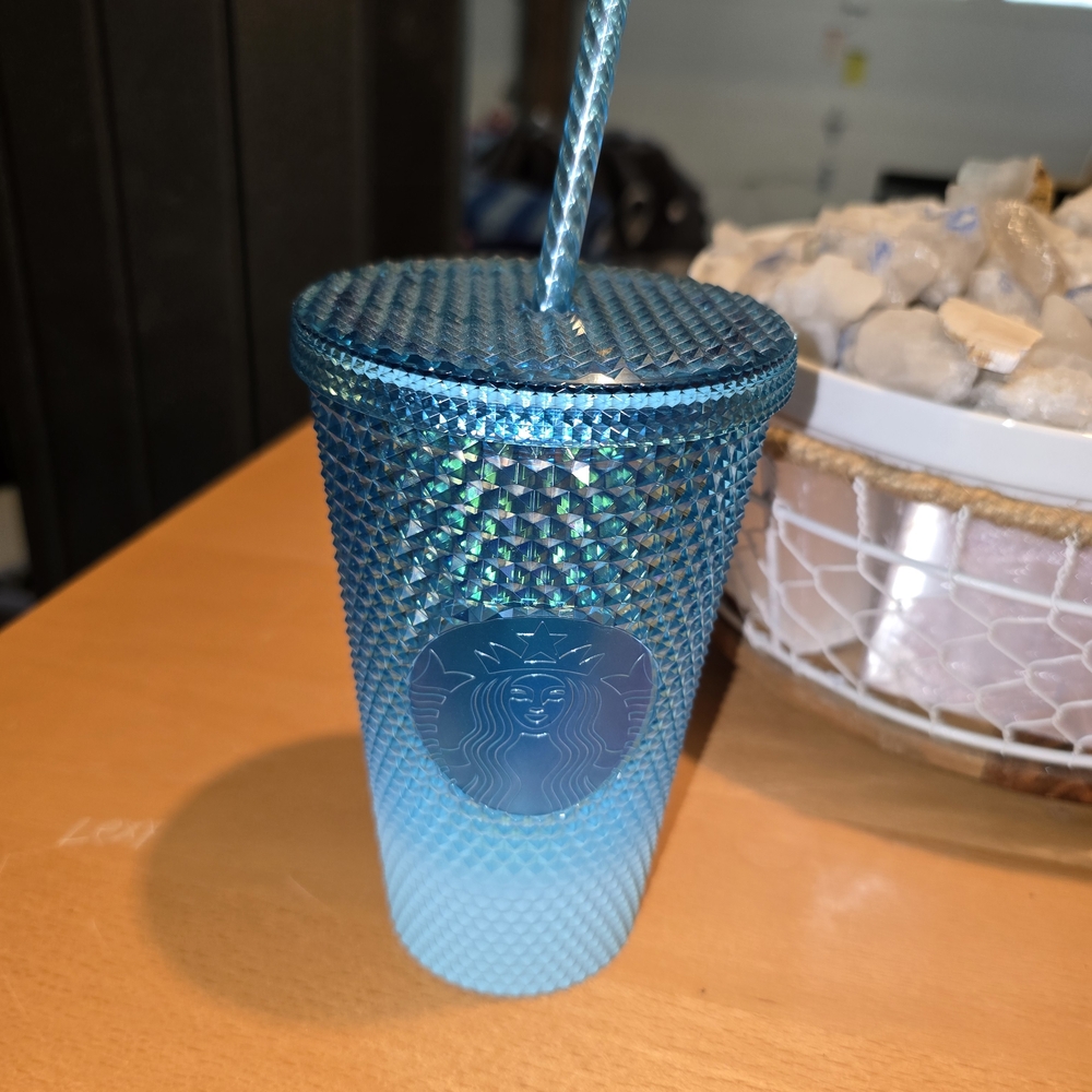Starbucks Iridescent Blue Tumbler with Straw